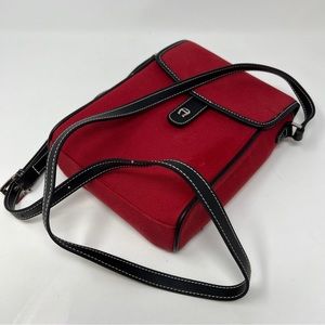 Vintage Etienne Aigner Red Fabric Cross Body Handbag
